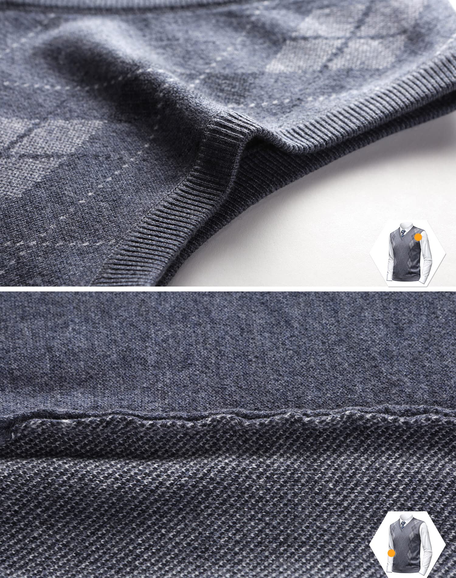 Gilet in Maglia da Uomo Argyle Classica con Scollo a V Maglieria Senza Maniche Pullover Maglione Smanicato Canotte Maglioncino Autunno Inverno
