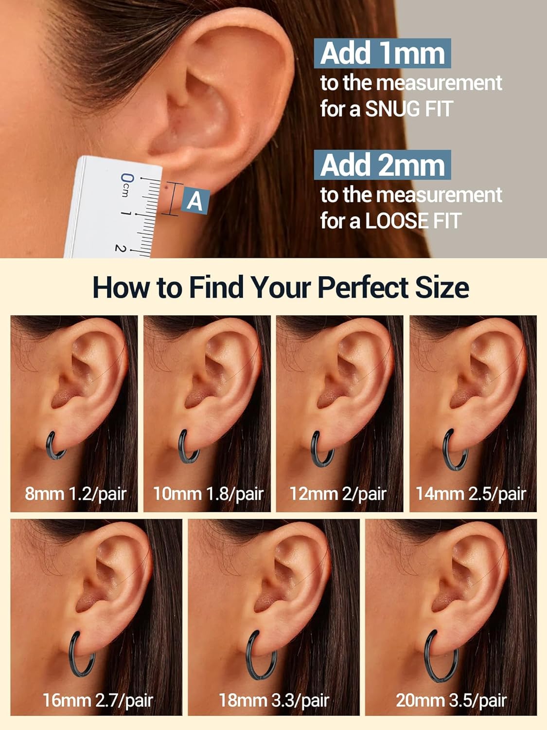 PROSTEEL Hoop Earrings for Women Men, 8mm/10mm/12mm/14mm/16mm/18mm/20mm Small Huggie Hoops, Gold/Silver/Black/Rose Gold Hypoallergenic, Everyday Earrings Jewelry for Multiple Piercings - Image 5