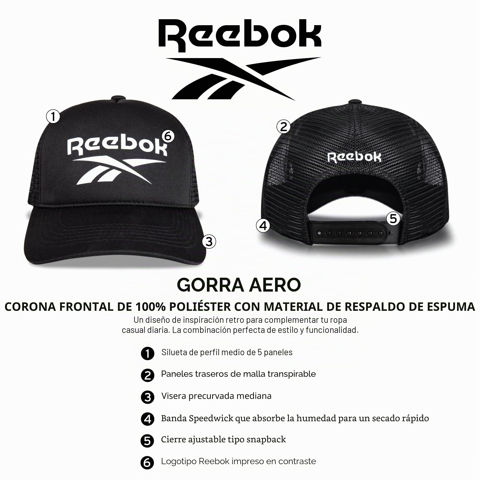 Reebok Aero Cap - Gorra de béisbol Unisex Adulto