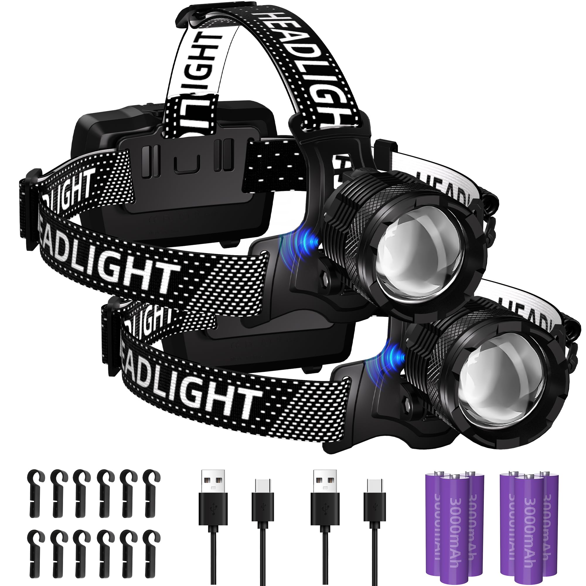 Amazon.com : Zmoon High Lumen Rechargeable LED Headlamp 40H Long