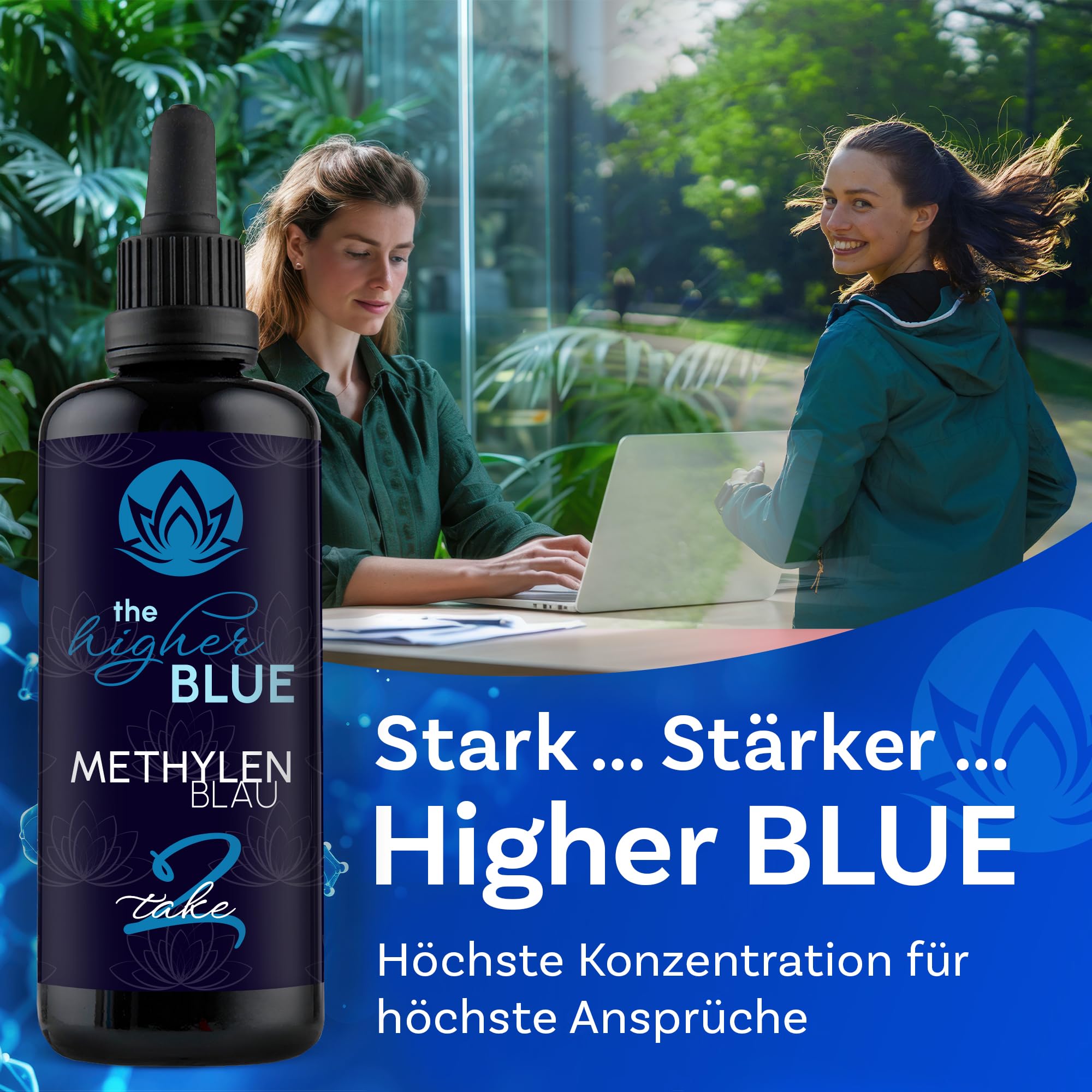 TAKE2 Methylenblau 2% Lösung 3 x 100ml im med. Braunglas | Höchste Reinheit 99,9% | Ph. Eur. Reinstoff | frei von Schwermetallen | Hergestellt und Laborgeprüft in Deutschland