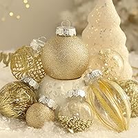 Vista 4 de Juego de adornos navideños, 32 piezas de bolas colgantes de Navidad de plástico transparente irrompibles para decoración de árbol de Navidad