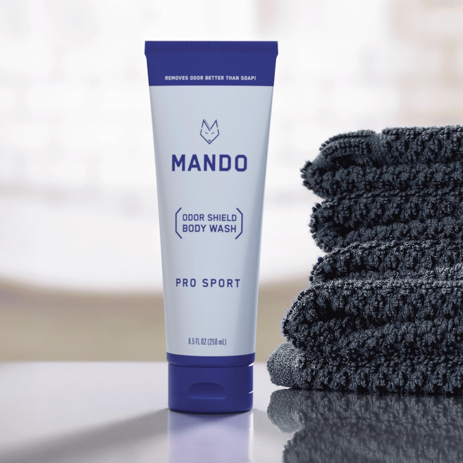 Mando Smooth Solid Stick (2.6 Ounce) + Acidified Body Wash (8.5 Ounce) - Clinically Proven to Block Odor All Day - Whole Body Safe For Pits, Packages + Feet (Pro Sport)