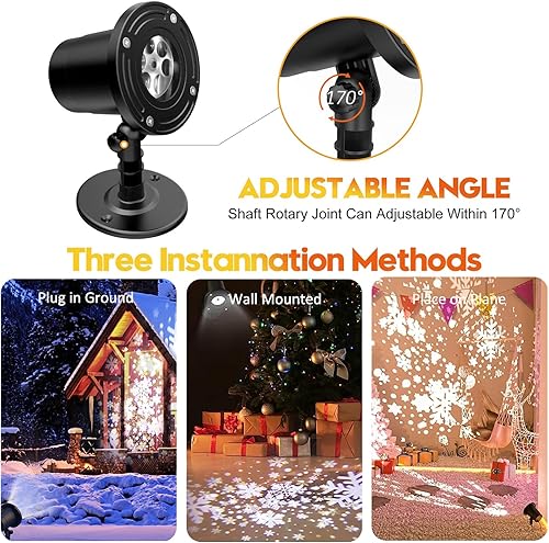 Miniatura 3 de Proyector de luces de copo de nieve de Navidad, proyección de luz LED dinámica de nieve, IP65, impermeable, para interiores y exteriores, lámpara de