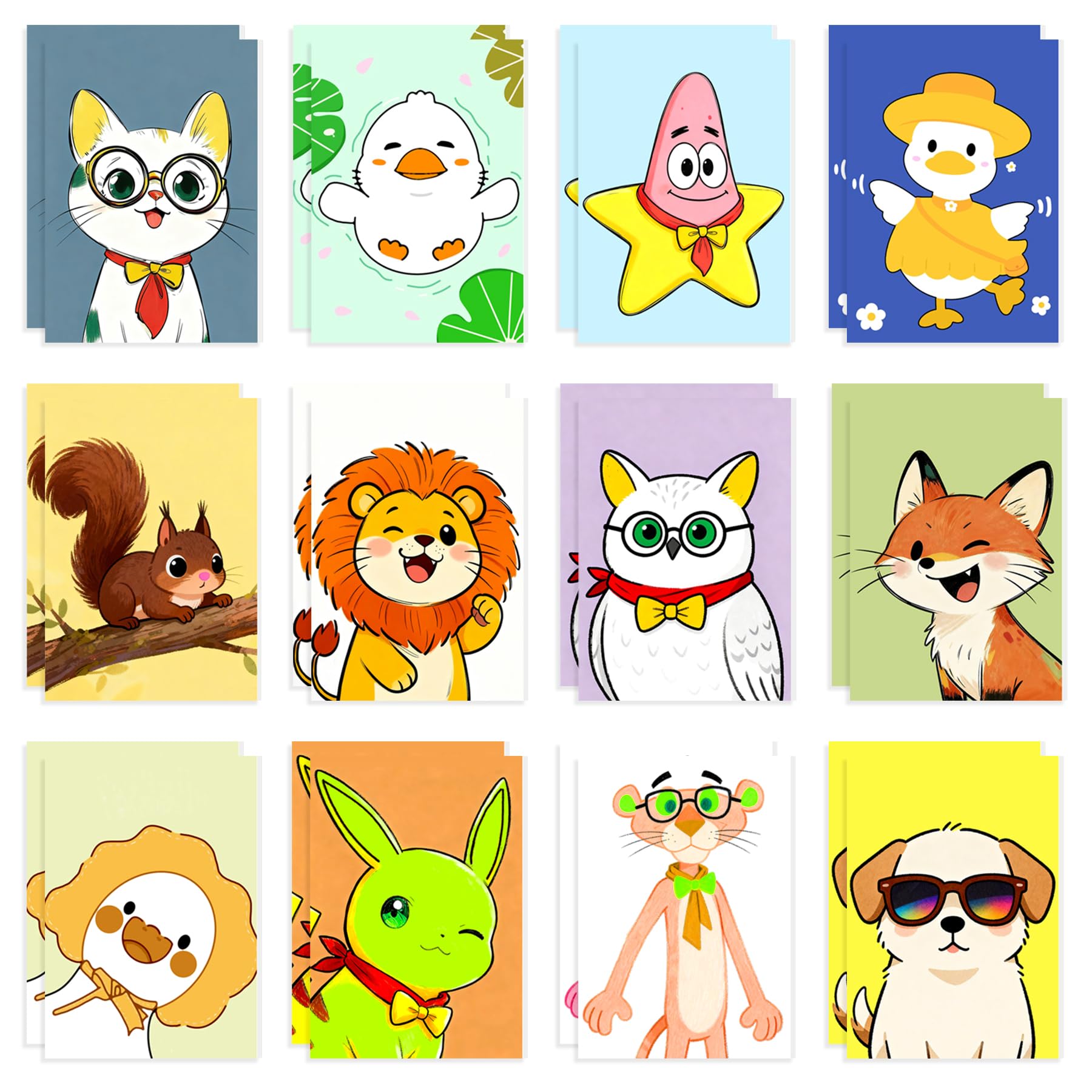 Bindundun Mini Pocket Notebook Bulk Gifts, Animal Motif Notepads,Small Project Writing Note,School reward Supplies(Cute Style,48 Pcs)
