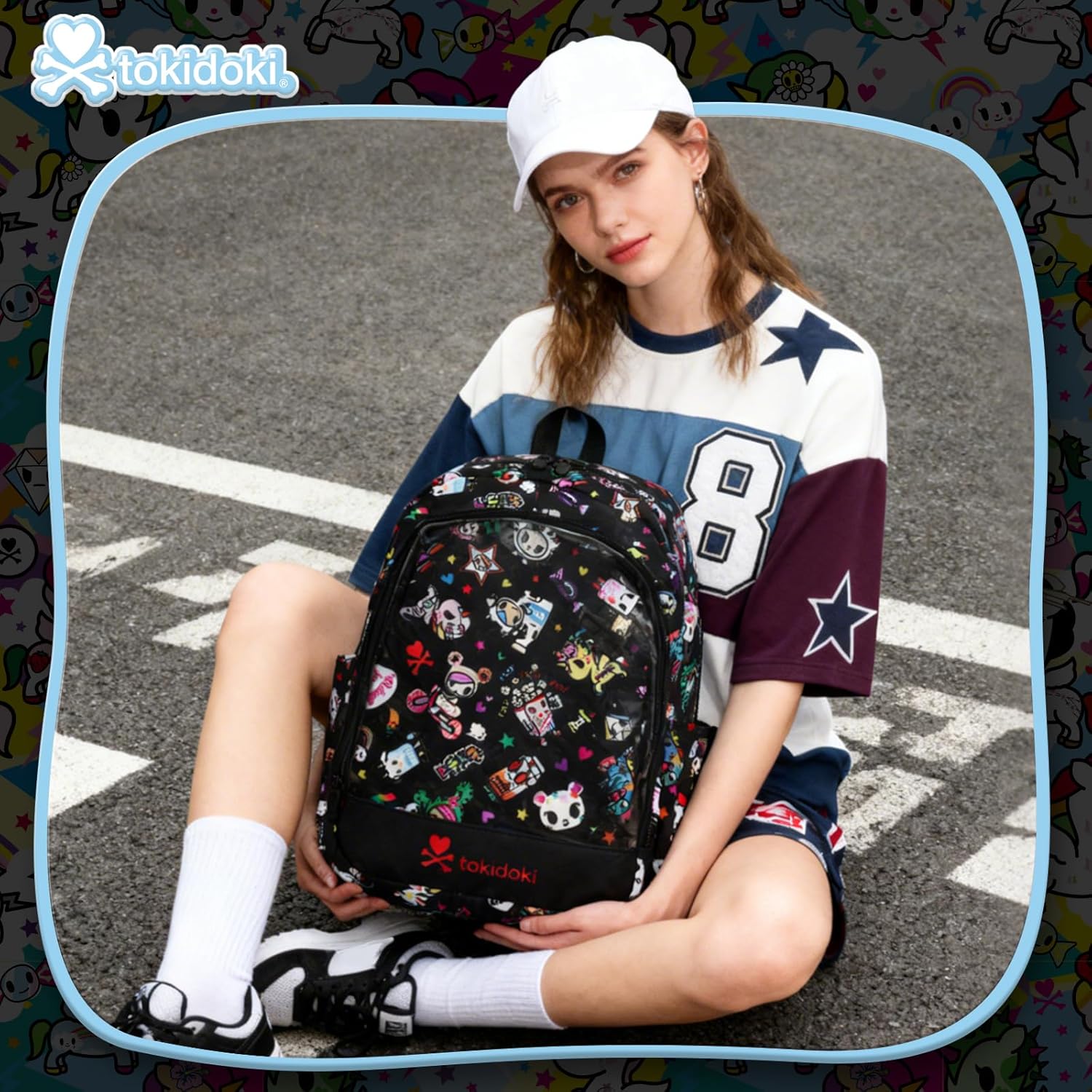 tokidoki Backpack with 4PCS Unicorno Brooch Pin Travel Backpack Casual Daypack for Outdoor (BPK_Denim Daze)