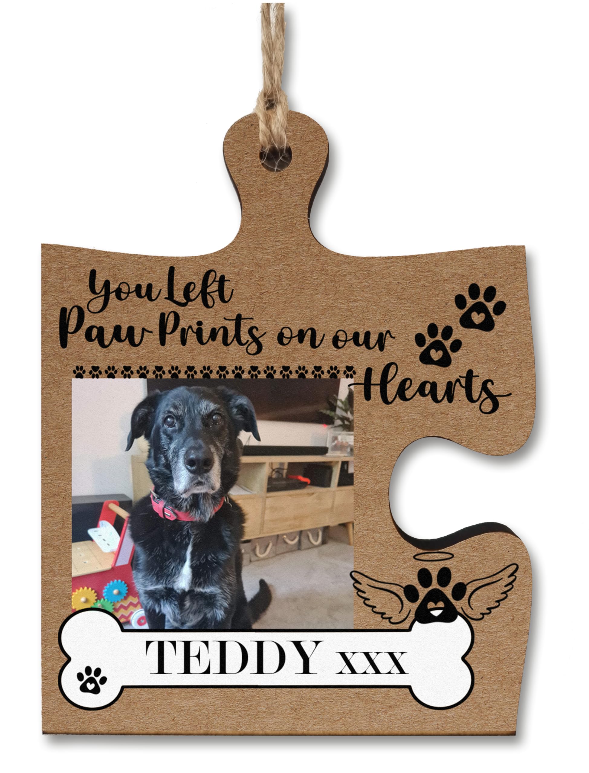 The Plum Penguin Multicolor Personalised Hanging Jigsaw Puzzle Piece Pawprints On Our Hearts Pet Loss Remembrance Sign Ornament