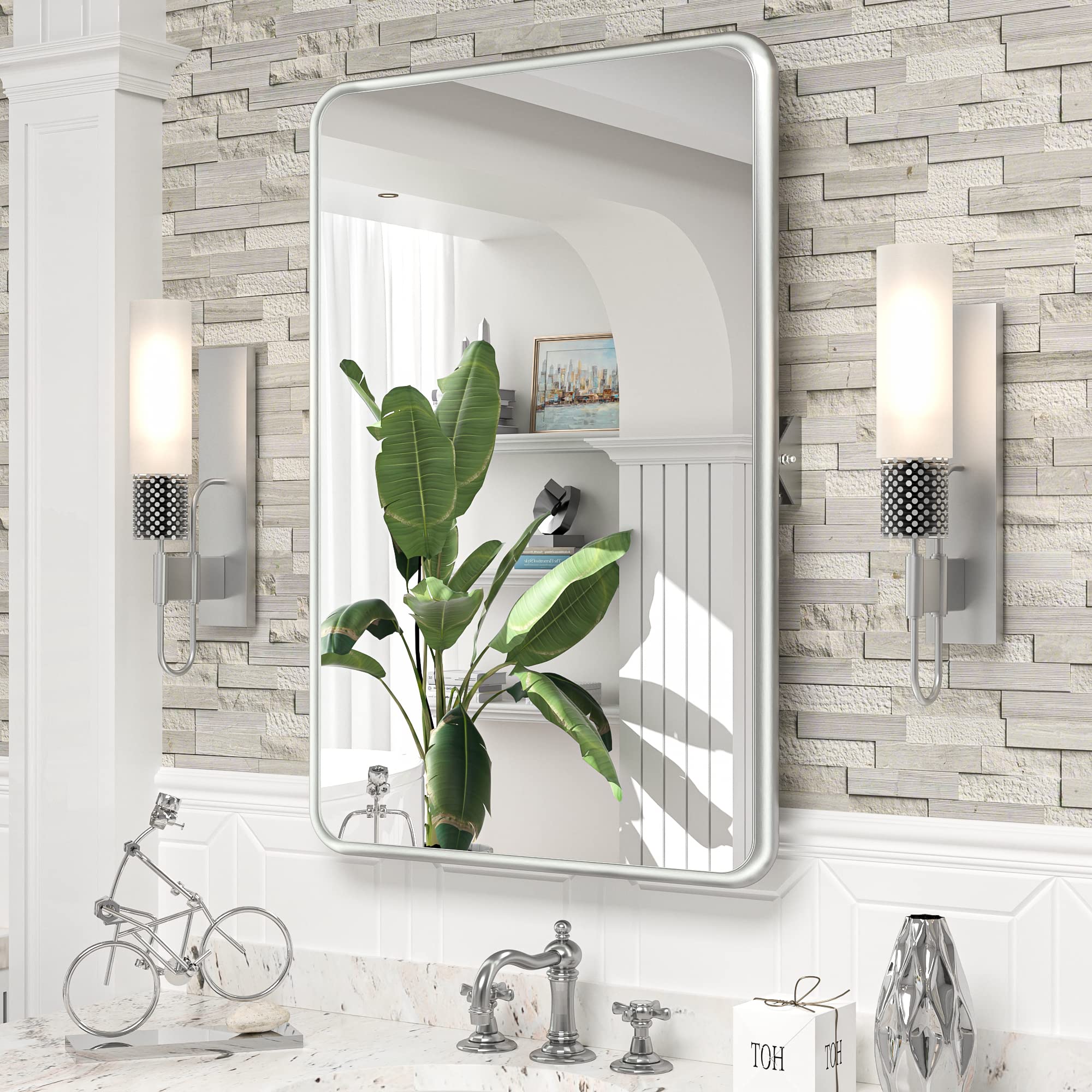 TokeShimi 20 x 30 Inch Pivot Bathroom Mirror Horizontal/Vertical for