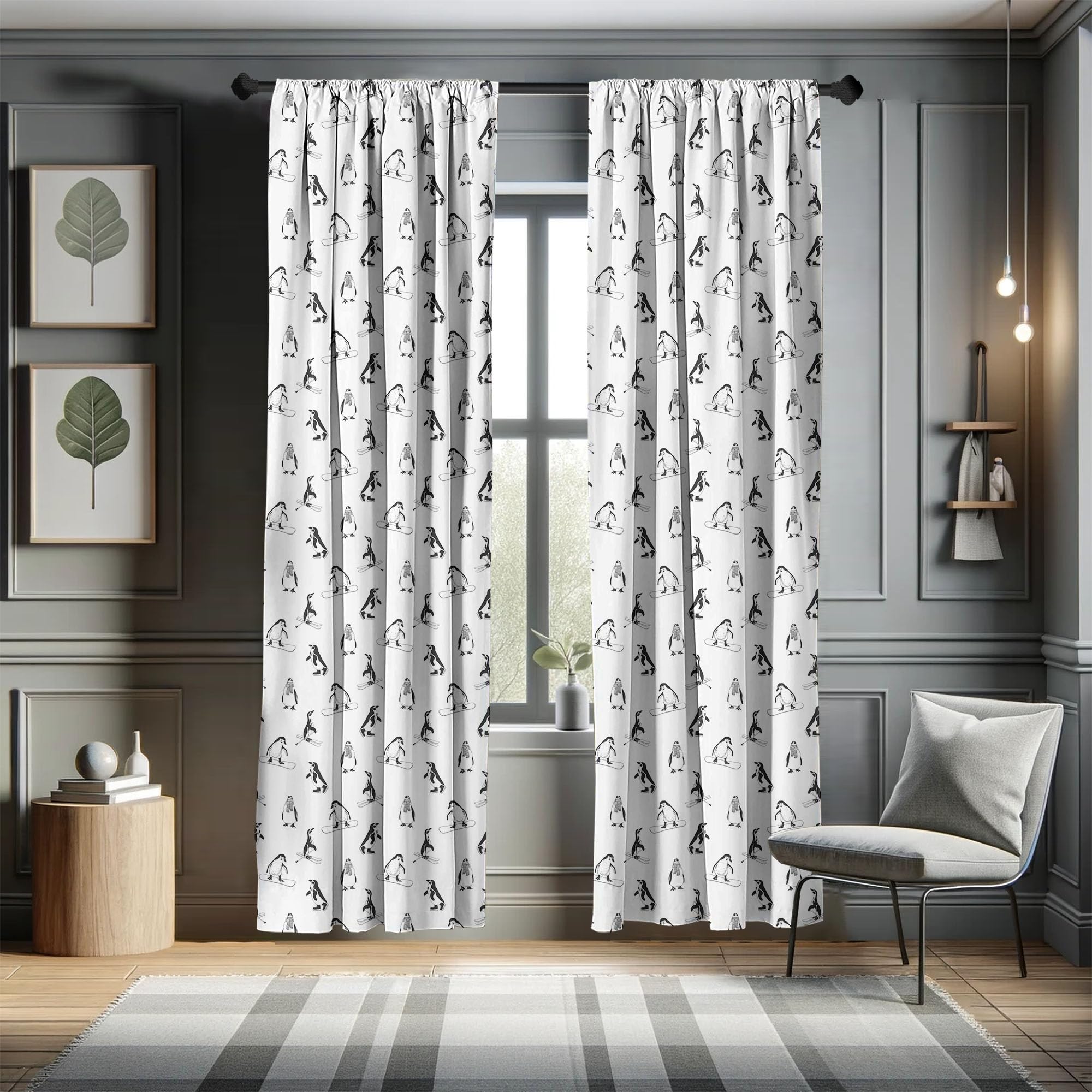 ABAKUHAUS Geométrico Cortinas, Estilo Retro De La Cuadrícula De Colores