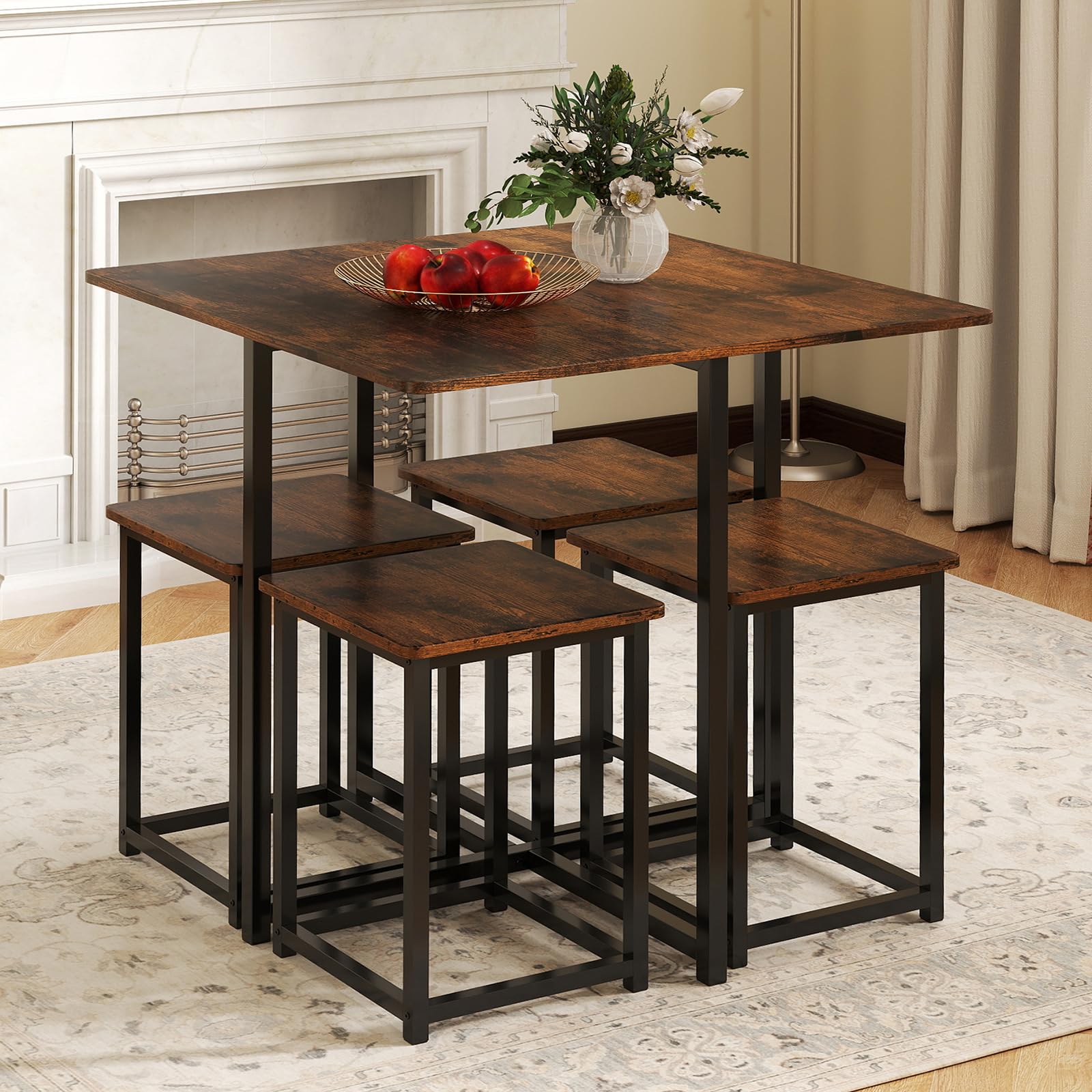 Tangkula Compact Dining Table Set for 4