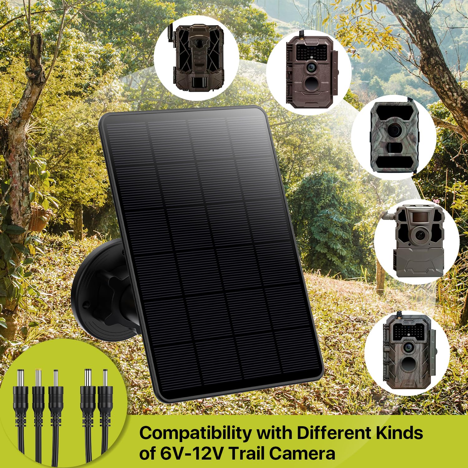 Adicop Solar Panel Built-in 6000mAh Battery Compatible with 12V/6V Wildlife Camera & Wildlife Camera Device with 3M Connection Cable Waterproof Solar Charger Hunting Camera Hunting Accessories