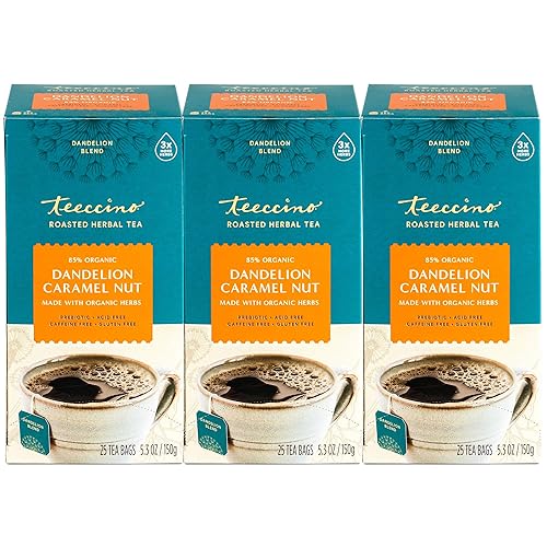 Teeccino TĂ© de diente de leĂłn nuez de caramelo tĂ© de hierbas rico y tostado que no contiene cafeĂna y prebiĂłtico con raĂz de diente de leĂłn Teeccino TĂ© de diente de leĂłn nuez de caramelo tĂ© de hierbas rico y tostado que no contiene cafeĂna y prebiĂłtico con raĂz de diente de leĂłn