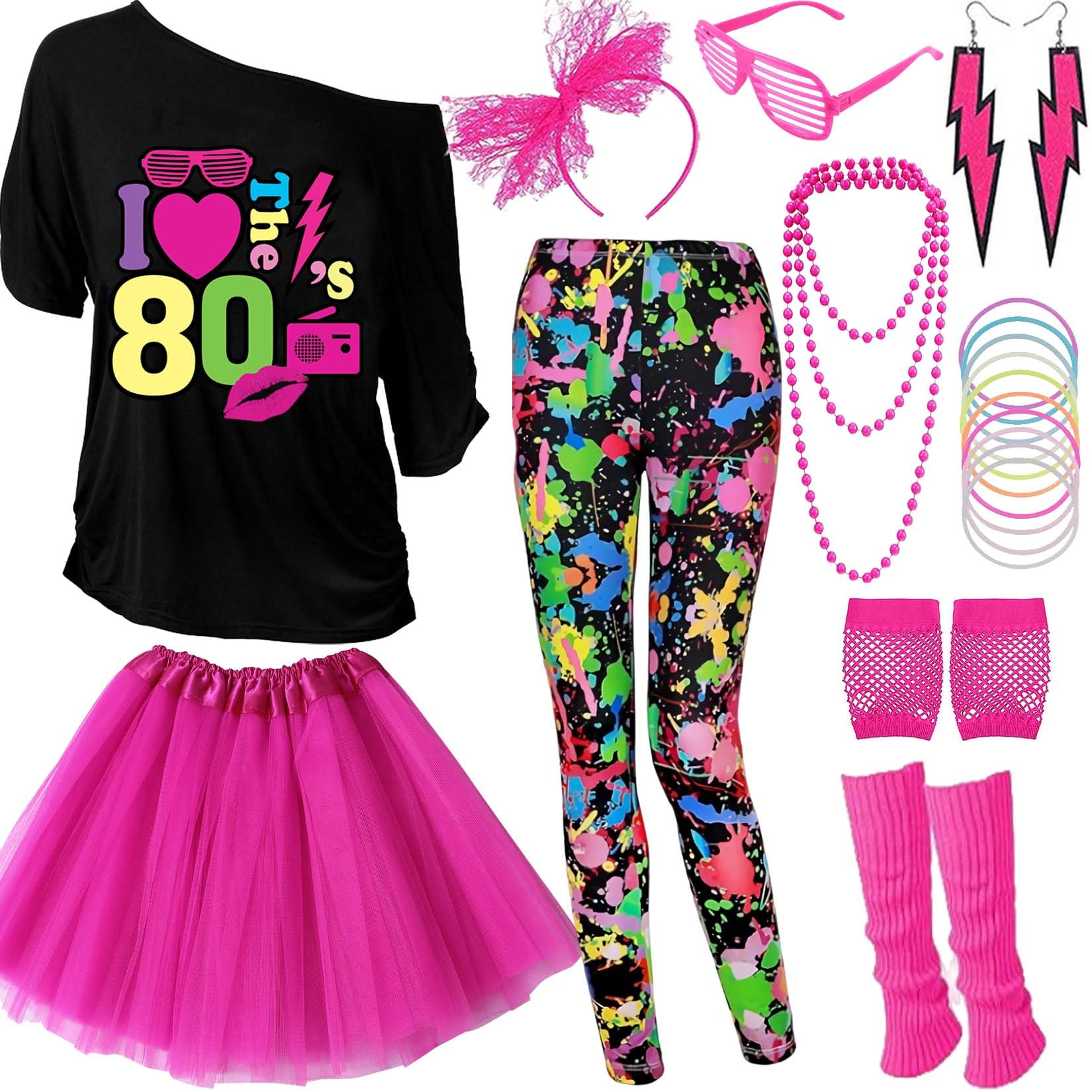 GDXINYES80s Outfits for Women The 80's Costume Accessories for Women 1980s Costume 22 Pcs 80s Party Halloween outfits