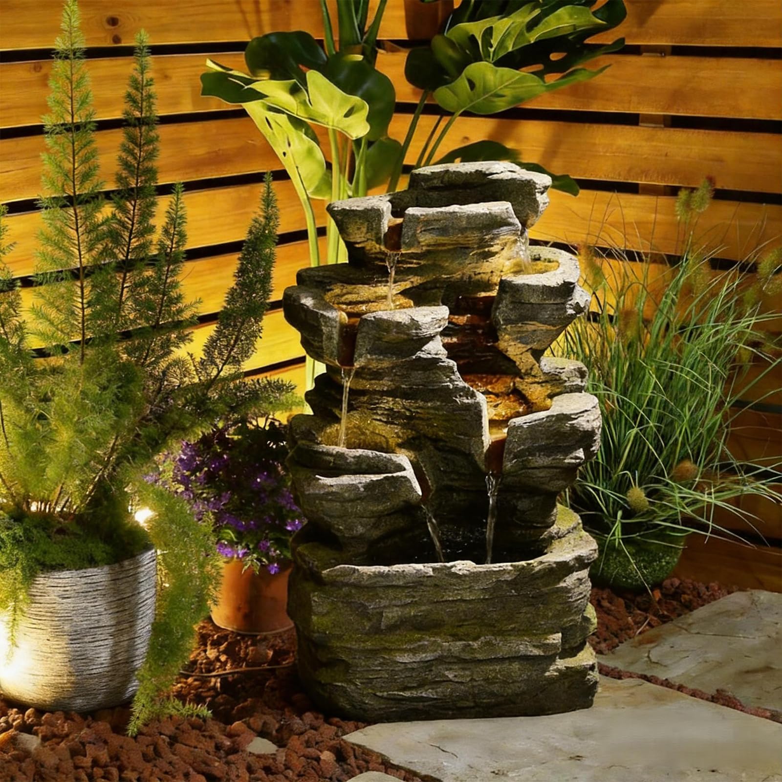Bumilgar 24.2 Inch 6-Tier Rock Fountain
