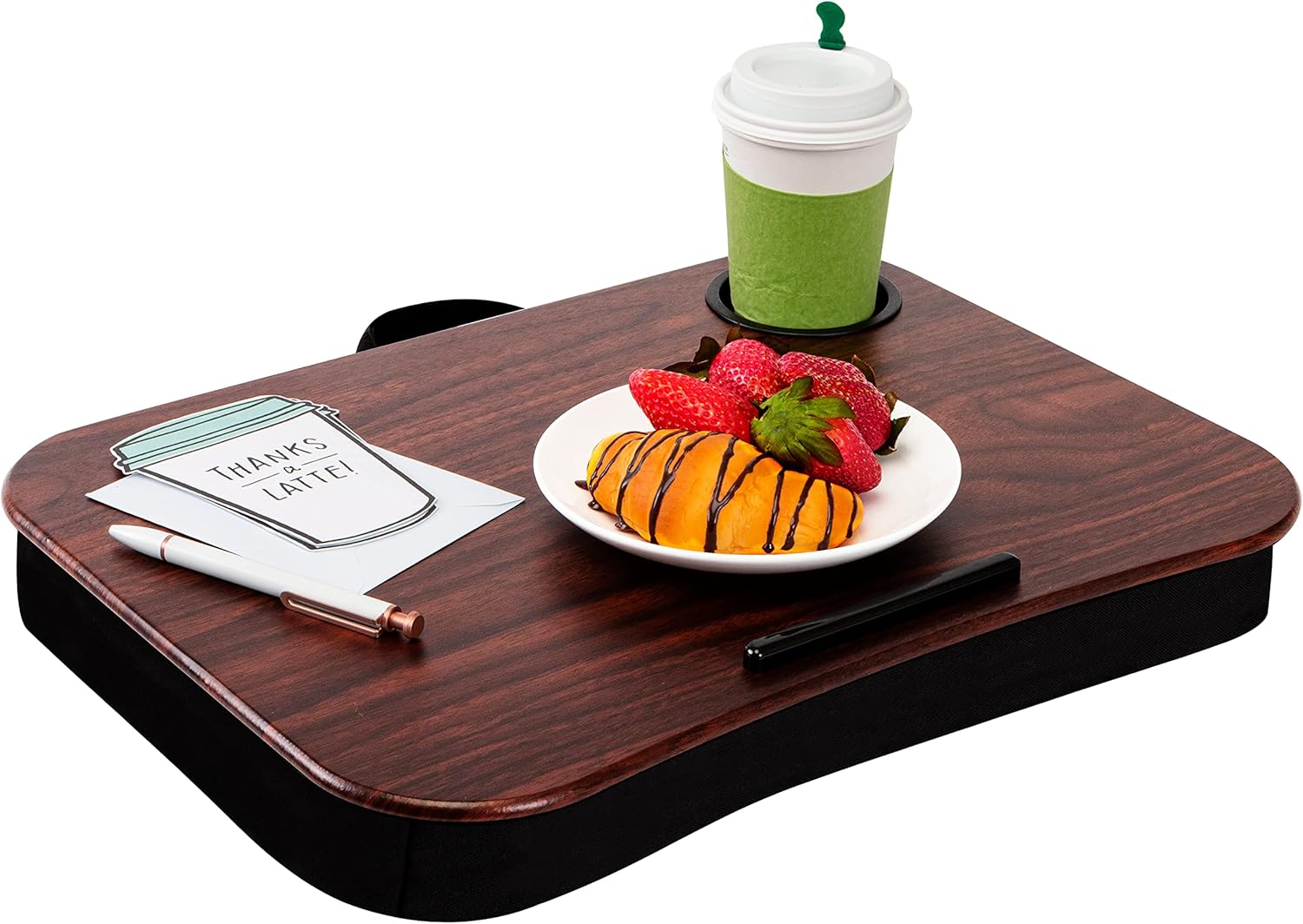 LAPGEAR Cup Holder Lap Desk with Device Ledge Espresso