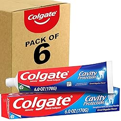 Colgate Cavity Protection Toothpaste with Fluoride, Great Regular Flavor, 6 Ounce Tube, 6 Pack