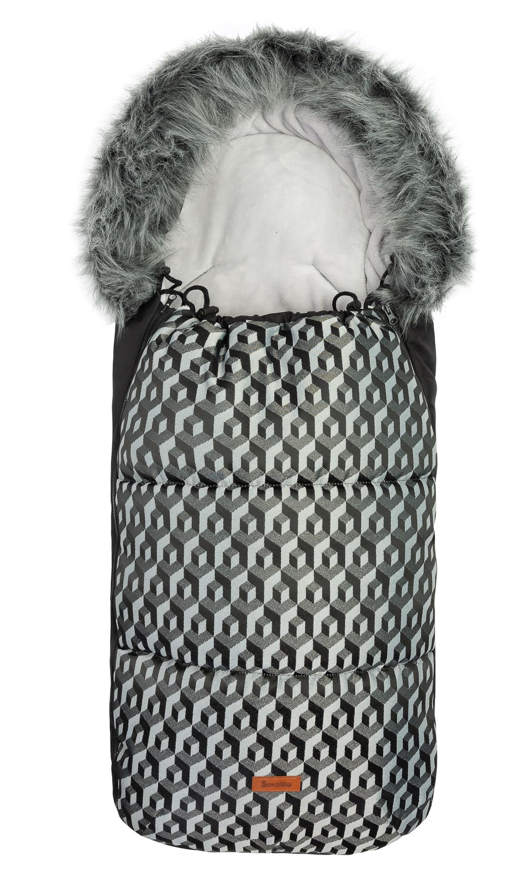 Chancelière pour Poussette Hiver - Chancelière pour Poussette et Traîneau - Fermeture Éclair, Cordon de Serrage, Fourrure Synthétique, Tissu Extérieur Hydrofuge - 100x45 cm