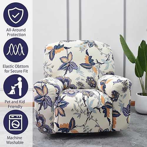Miniatura 38 de Funda reclinable, elástica, suave, antideslizante, para silla reclinable, 4 piezas, protector de muebles para sillón reclinable con bolsillo