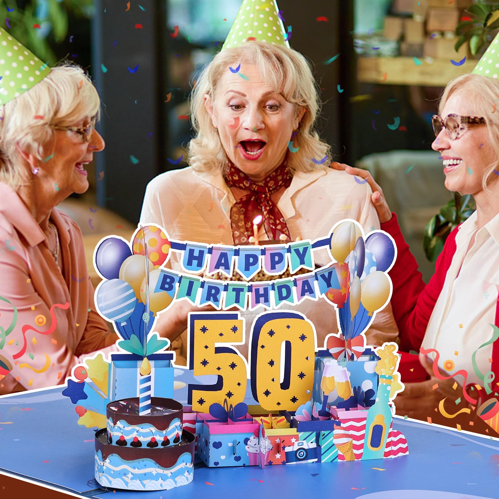 Biglietto Di Compleanno 50 Anni 3D Musicale - Con Luci Per Donna - Foto 3