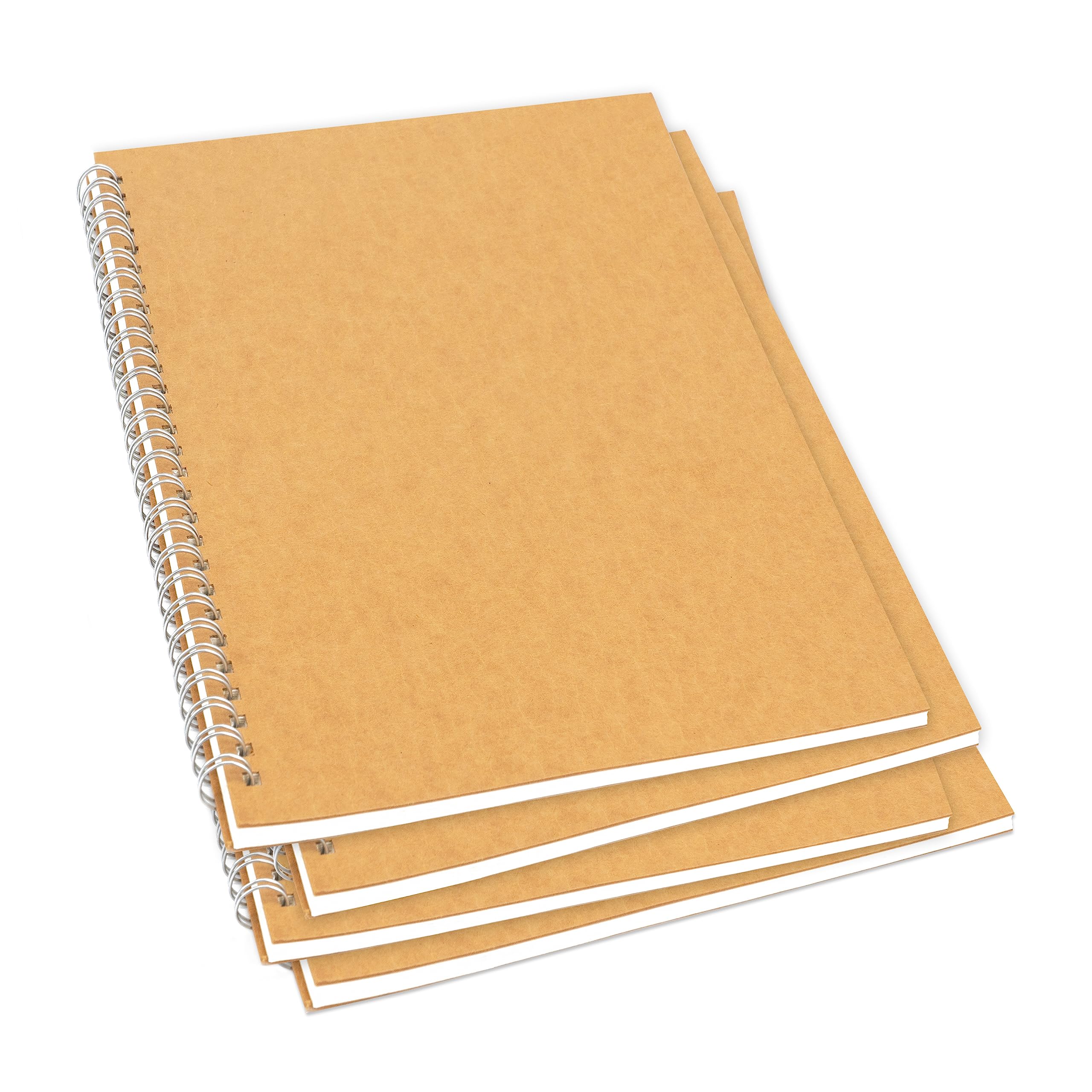 Photo 1 of 4 Pack College Ruled Notebook, Soft Brown Cover Spiral Notebook, Memo Notepad Sketchbook, Students Office Business Diary Spiral Book Journal, 50 Pages, 25 Sheets, 10 x 7.5 Inch