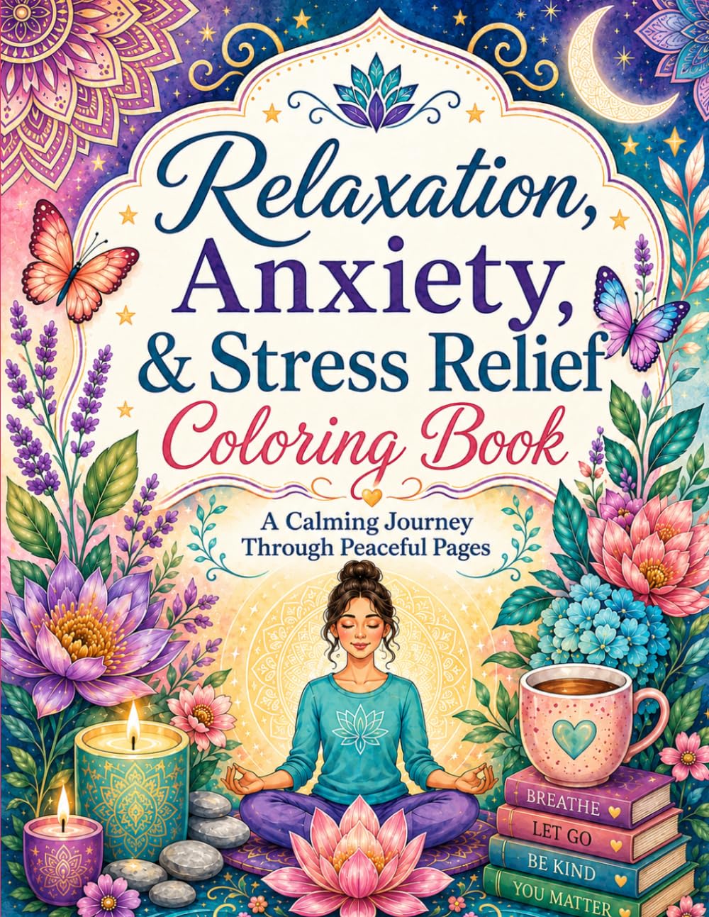 Relaxation, Anxiety, & Stress Relief Coloring Book: A Calming Journey Through Peaceful Coloring Pages