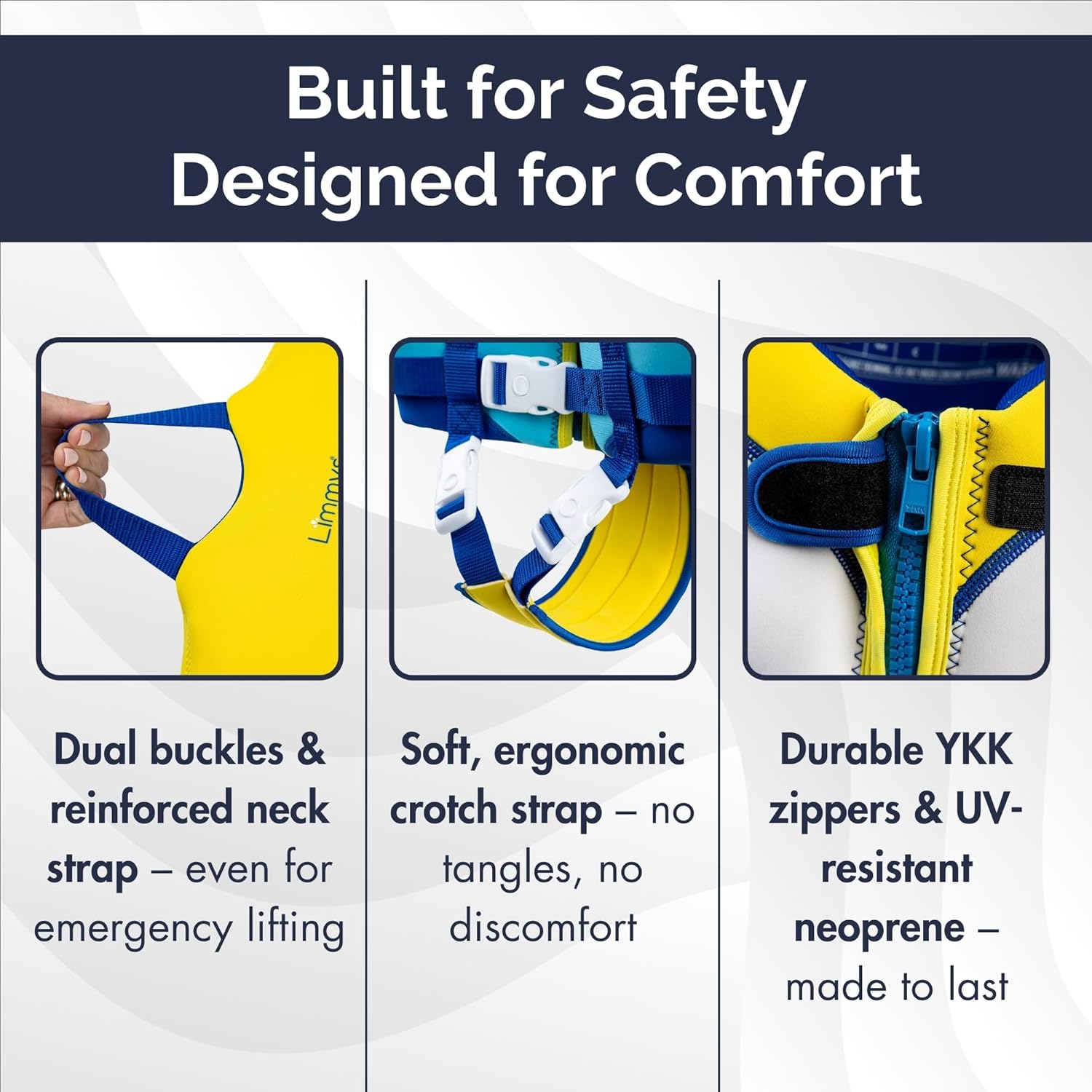 Limmys Swim Vest for Toddlers & Kids – Integrated Foam Panel Swimming Aid, CE Certified, Award-Winning Parent-Approved Design, Secure Double Fastening with YKK Zip, Soft Premium Neoprene Comfort