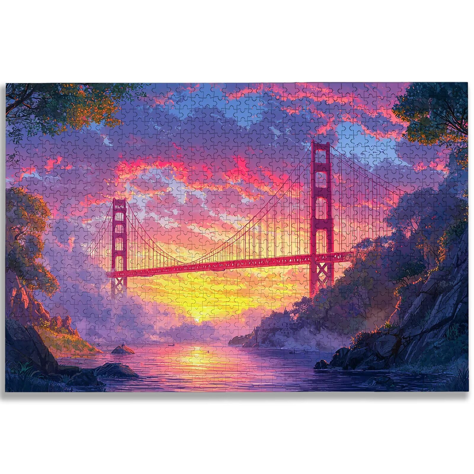 Puzzle 1500 sztuk dla dorosłych, puzzle San Francisco1500 sztuk sztuki dla dorosłych i młodzieży, rozmiar: 87 x 57 cm, wymagające drewniane puzzle krajobraz, puzzle na prezent dla kobiet, wystrój domu