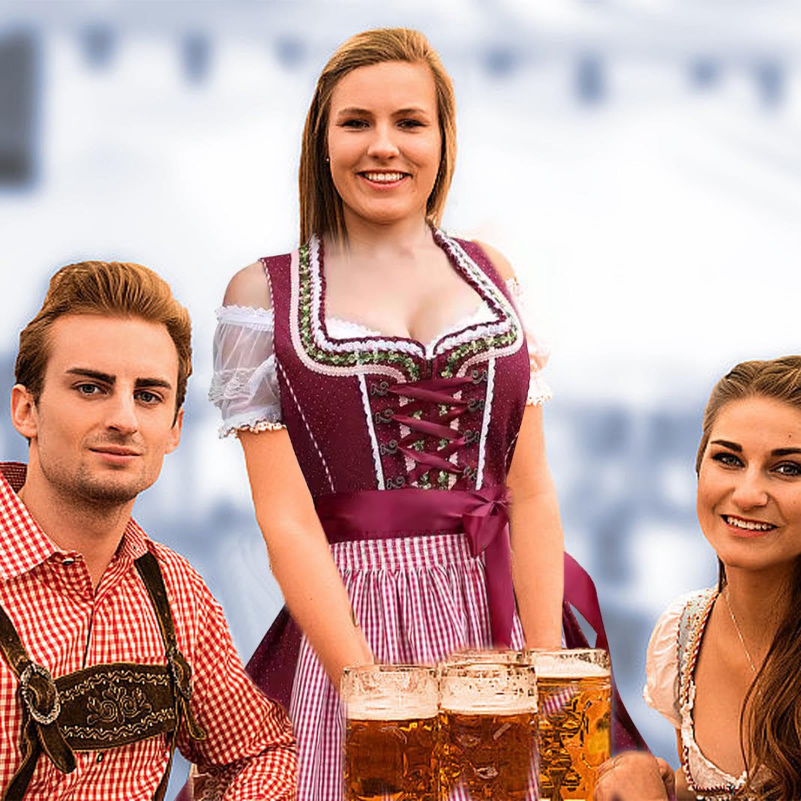 Oktoberfest damskie sukienki | tradycyjny niemiecki kostium damski, niemiecka sukienka na Oktoberfest, sukienka na Halloween, niemiecki strój, karnawałowy strój na Oktoberfest, sukienka Dirndl Women,