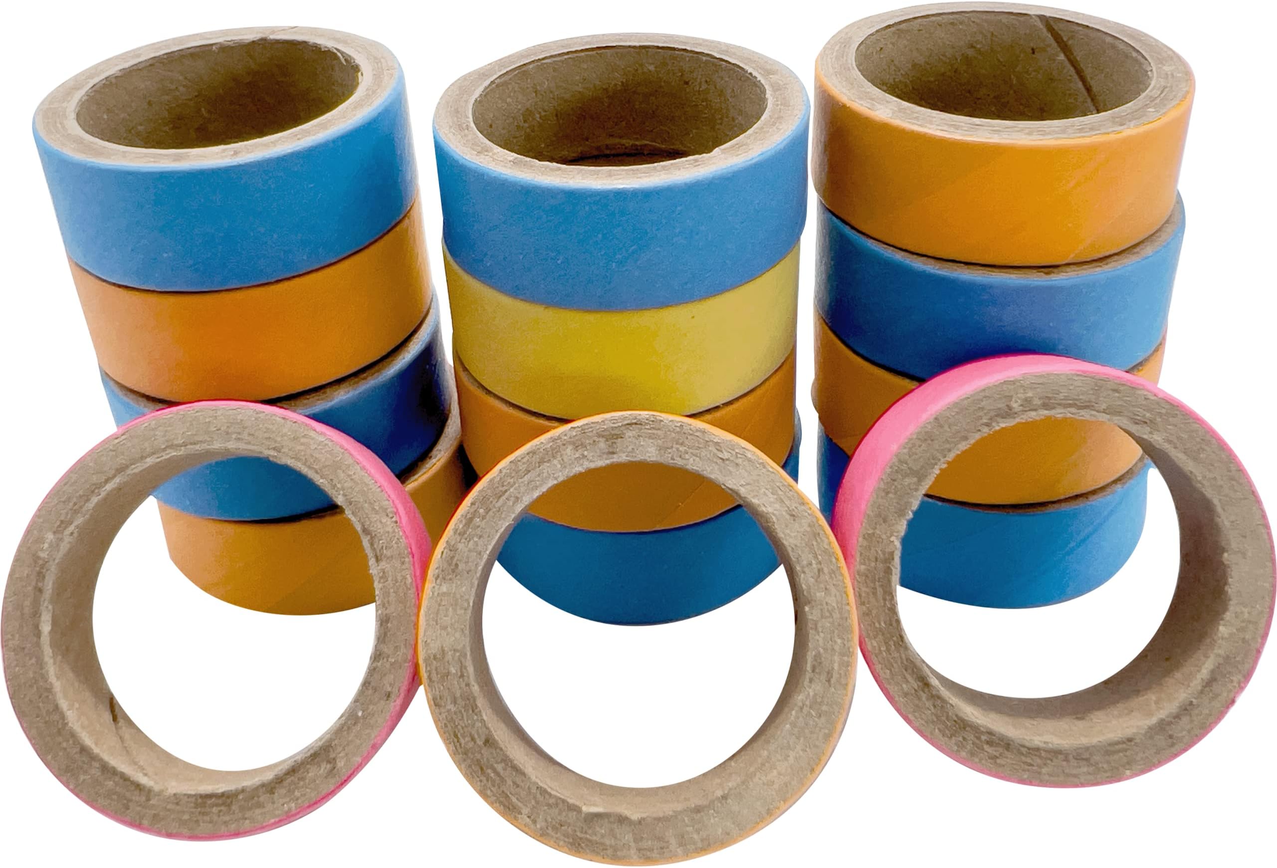 by M&M 8006 Pk15 1 Inch Ring Donut - Colorful Shreddable Chewable Compressed Cardboard Foot Toy, Small Easy to Manipulate Mini Rings, Safe for All Types of Pets to Shred,