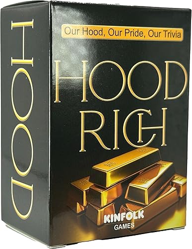 HoodRich Game Night Extravaganza Sumérgete en la cultura afroamericana con atractivas tarjetas de trivia diseñadas para desafiarte, divertirte e