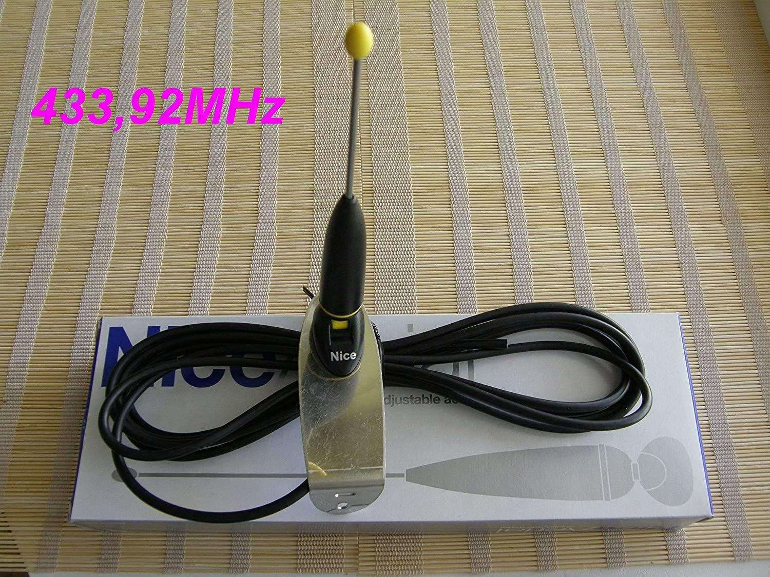 Nice ABF externo empfangsantenne profesional/Antena/Aerial/Antenna 433 MHz, 50 Ohm con 3.3 m cable RG58, – Motor para garaje. Hasta 250 m de alcance) con asa de montaje en.