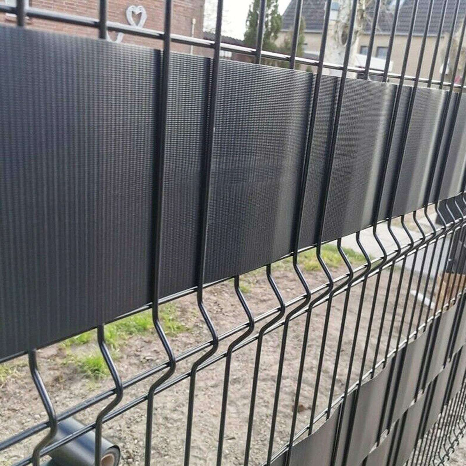 UISEBRT Telo Frangivista in PVC per Rete a Doppia Sbarra, 70 m x 19 cm, Rotolo di Pellicola Protettiva per Recinzione con Clip di Fissaggio, 450 g/m², protezione antivento da giardino, Antracite