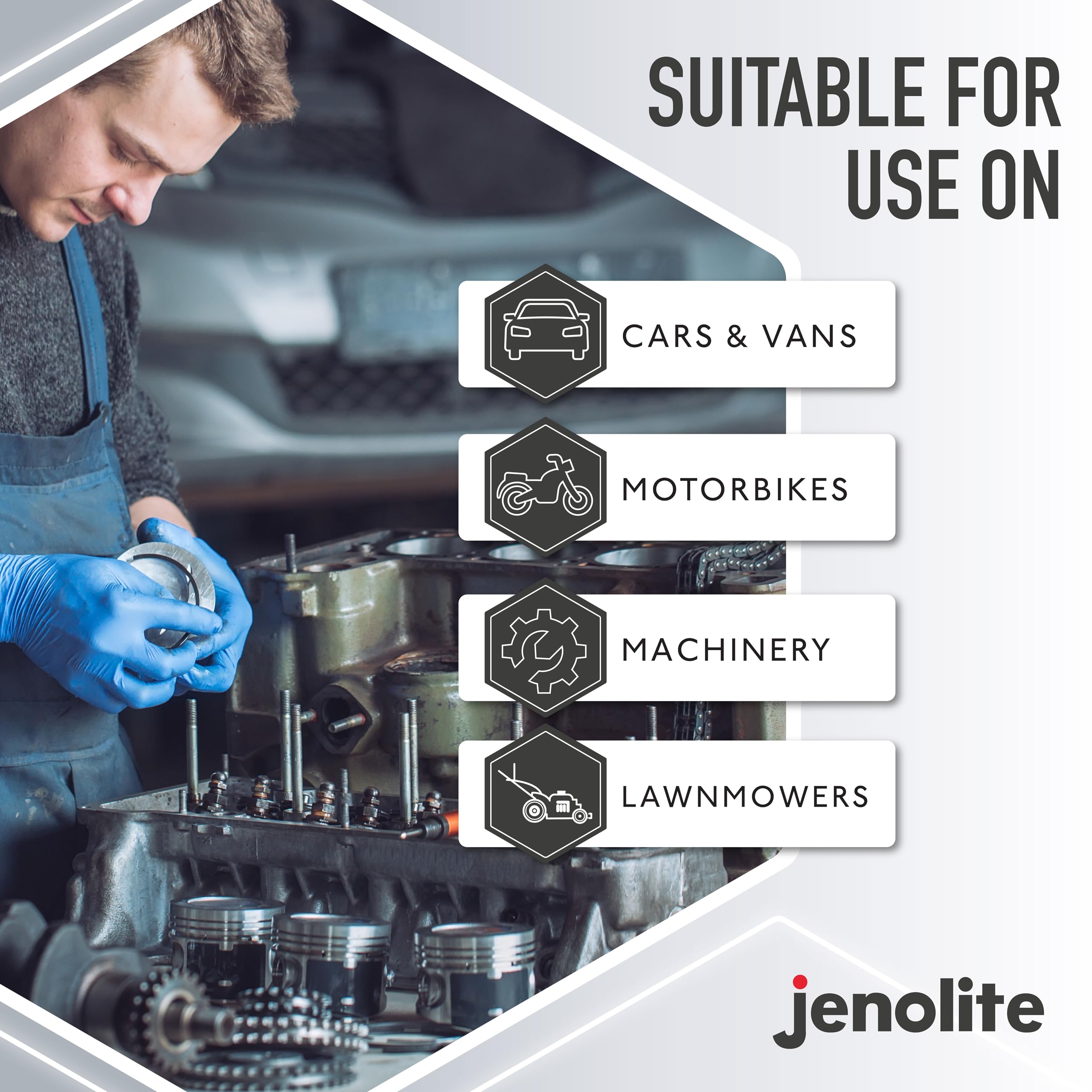 JENOLITE Detergente per motore in aerosol | Spray detergente e sgrassante per motore | 2 x 500 ml | Scioglie grasso, olio e sporcizia senza lasciare residui, non conduttivo e non corrosivo