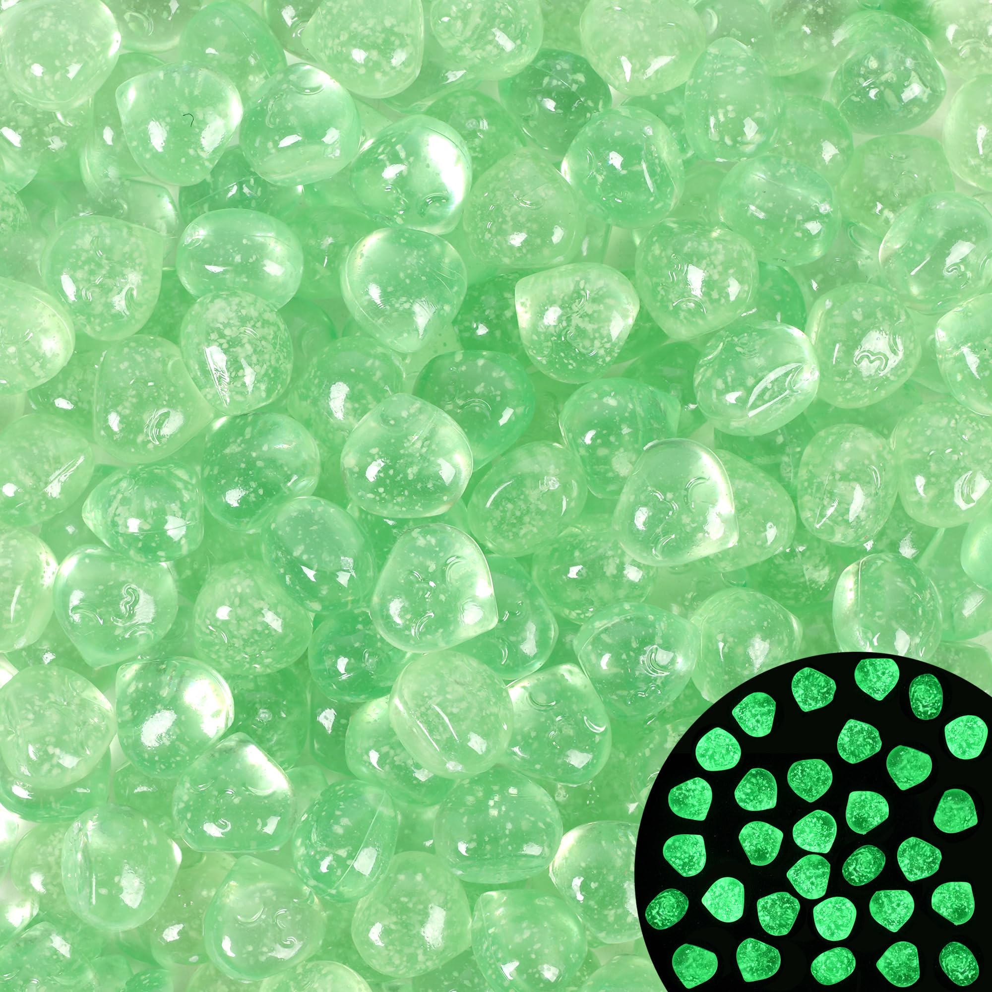 100pc Sparkling Glowing Rocks for Garden Decoration Glow in The Dark Garden Pebbles Glowing Stones for Fish Tank Luminous Pebbles for Walkway Pathway,