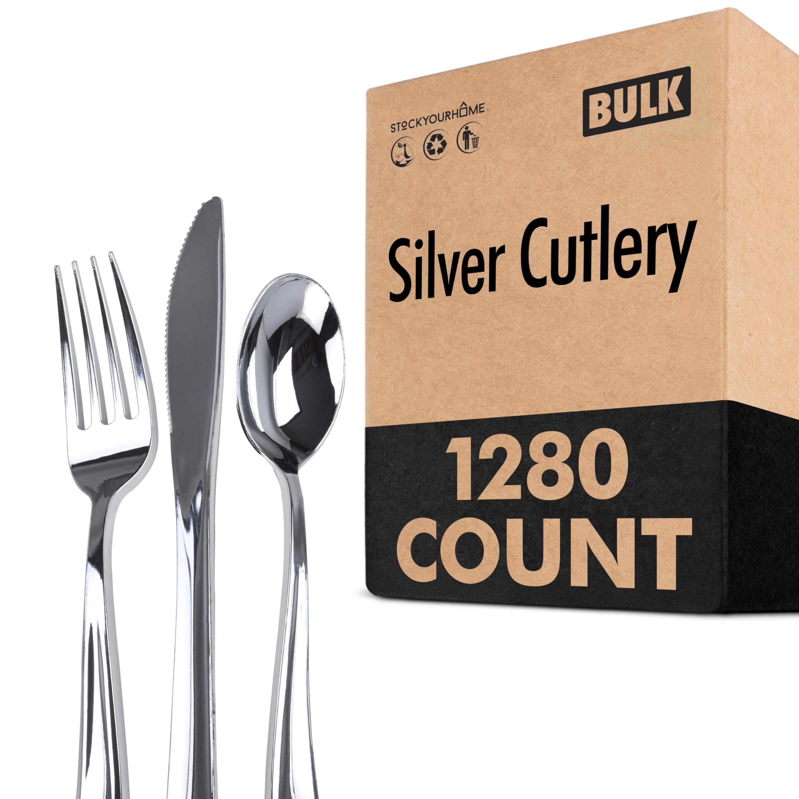 Stock Your Home 1280 Count / Silver / Modern Knives