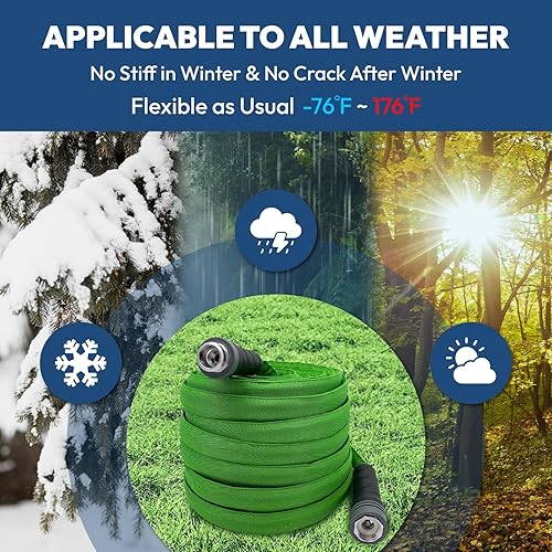 Miniatura 4 de Manguera de jardín resistente (50 pies) + boquilla de pulverización, flexible, ligera, duradera, antitorceduras, manguera de jardín plana, no