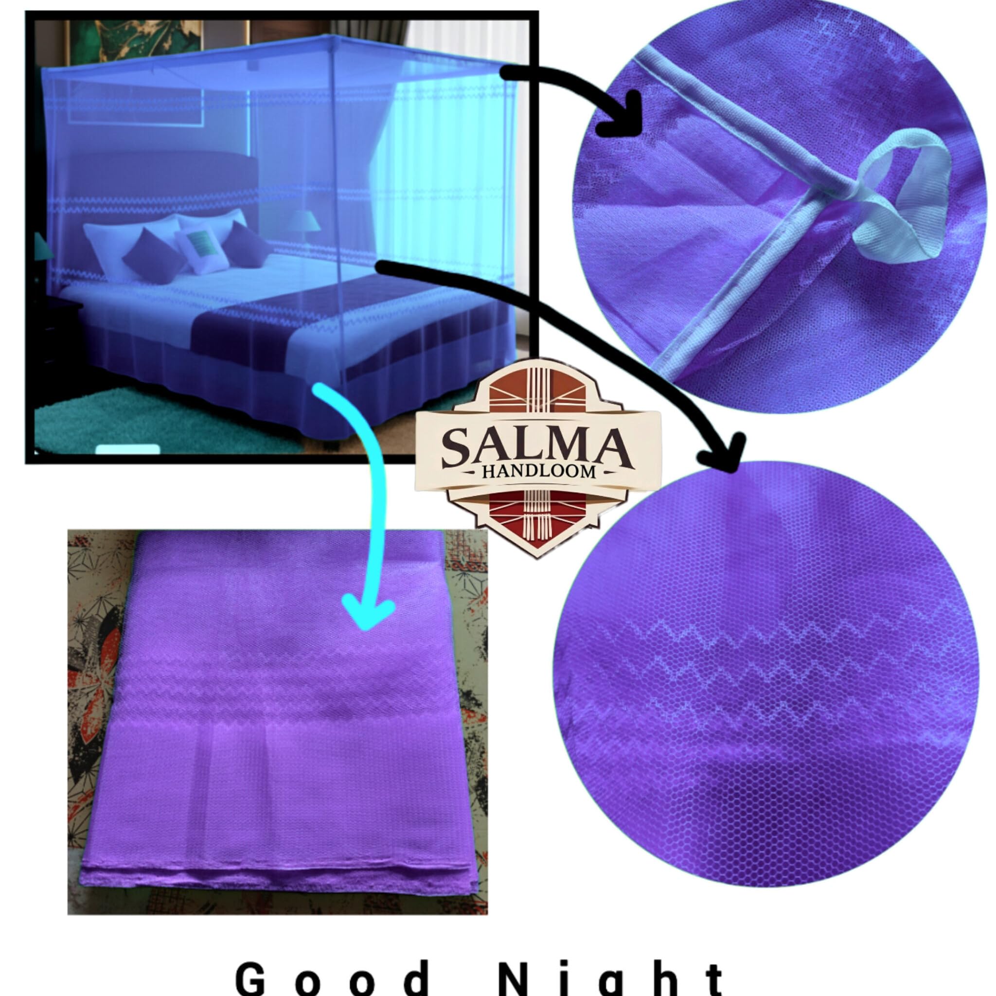 Luxury Purple Mosquito Net - Double Bed Protection -3