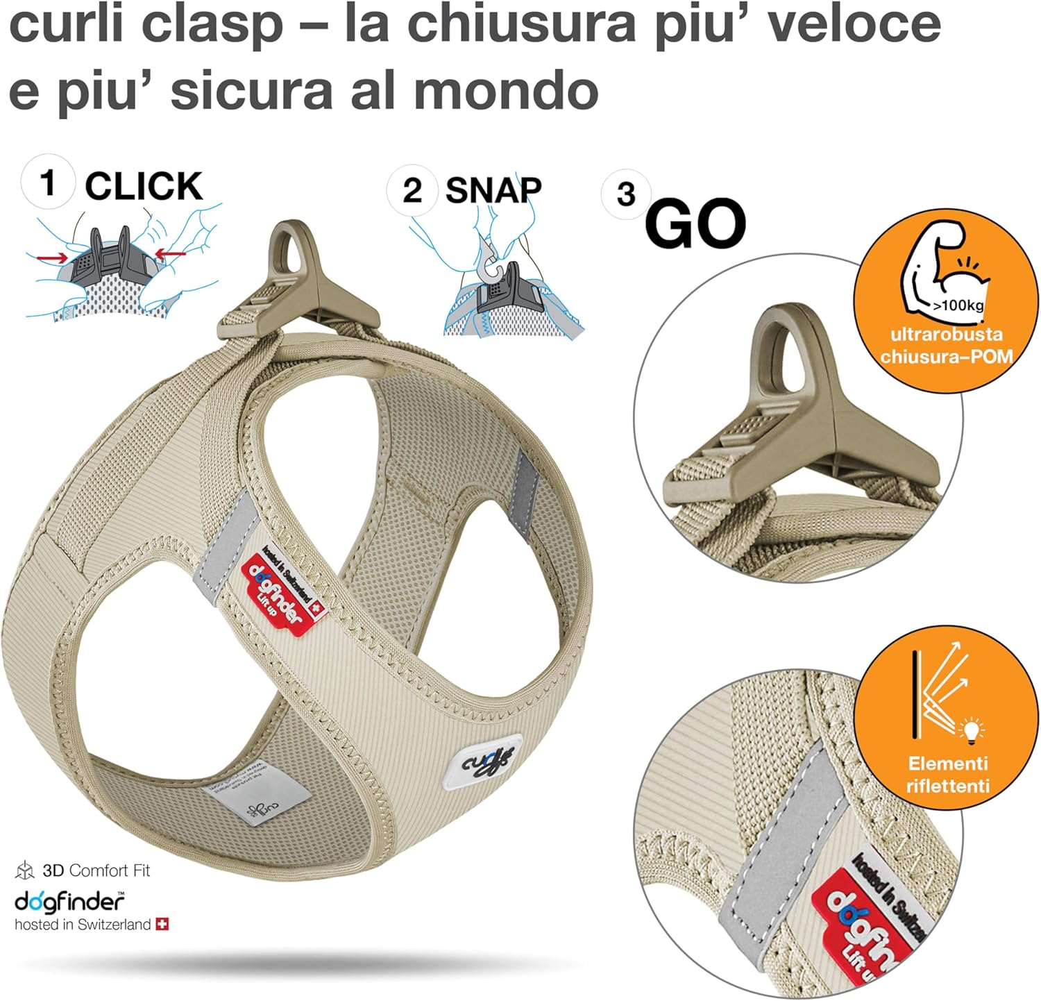 Vest Harness curli Clasp Cord Tan XS