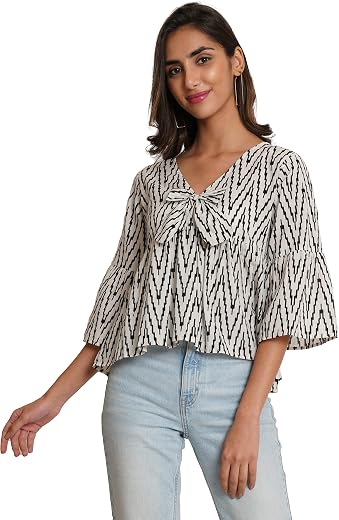 COTLAND Fashions Jaipuri Cotton Printed Peplum Kimono Sleeves Top for Women