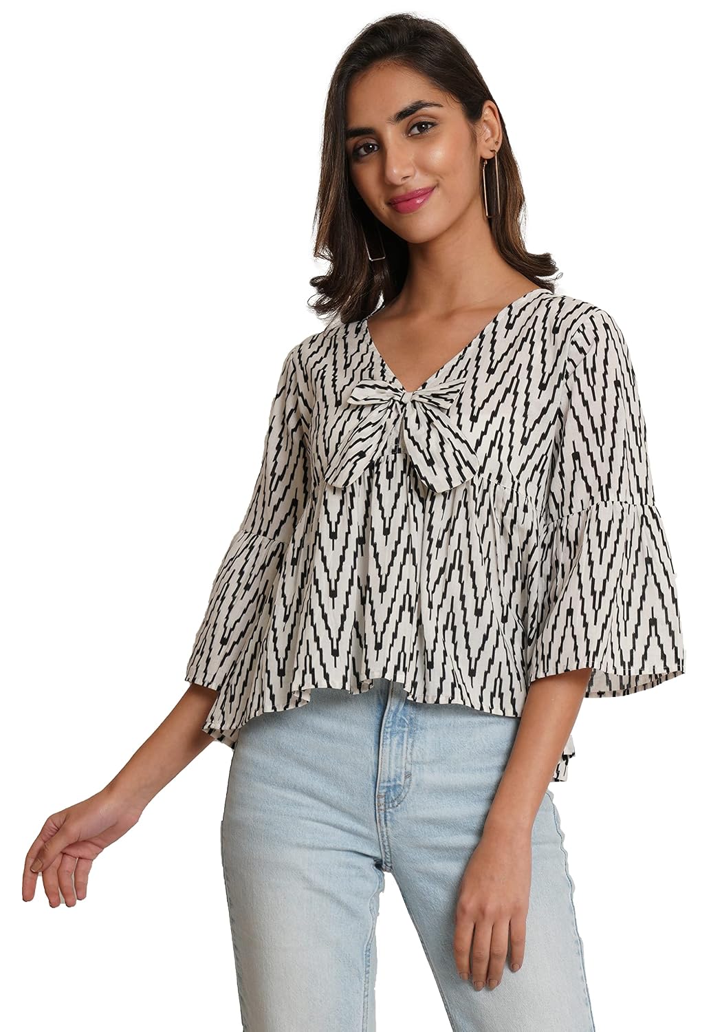 COTLAND Fashions Jaipuri Cotton Printed Peplum Kimono Sleeves Top for Women