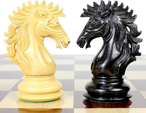 House of Chess - Piezas de ajedrez de ébano/boj Encore Staunton 4.5" + 2 reinas adicionales + caja de almacenamiento de madera