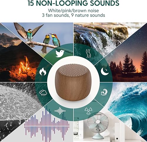 Miniatura 10 de Máquina de ruido blanco Babelio Mini máquina de sonido para adultos, niños y bebés, 15 sonidos sin bucle, temporizador, fácil de embolsar y viajar,