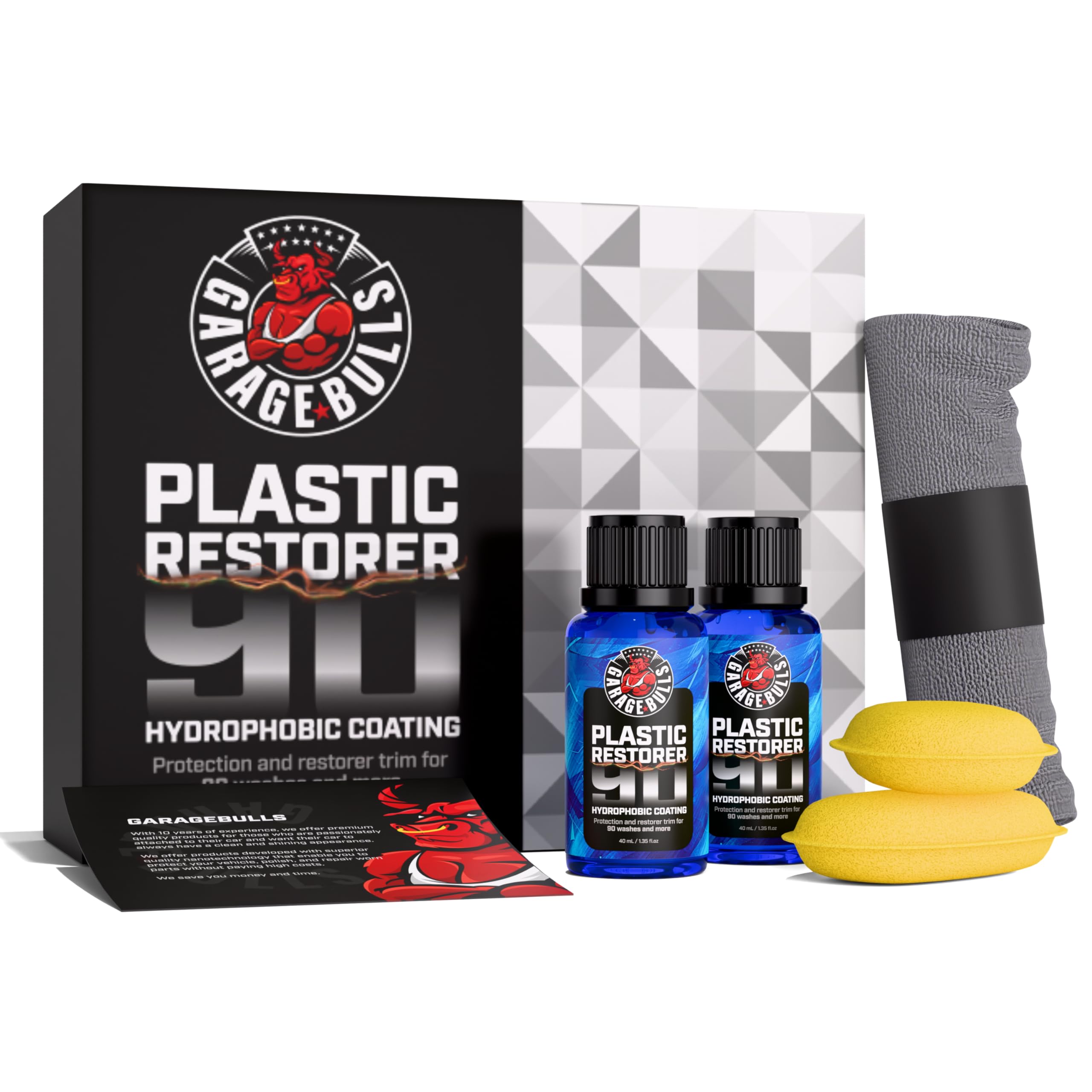 garage bulls Car Plastic Restorer & Hydrophobic Trim Ceramic Coating Kit Long Lasting Coating Car Accessories 30ml, 1fl oz (2 Pack)
