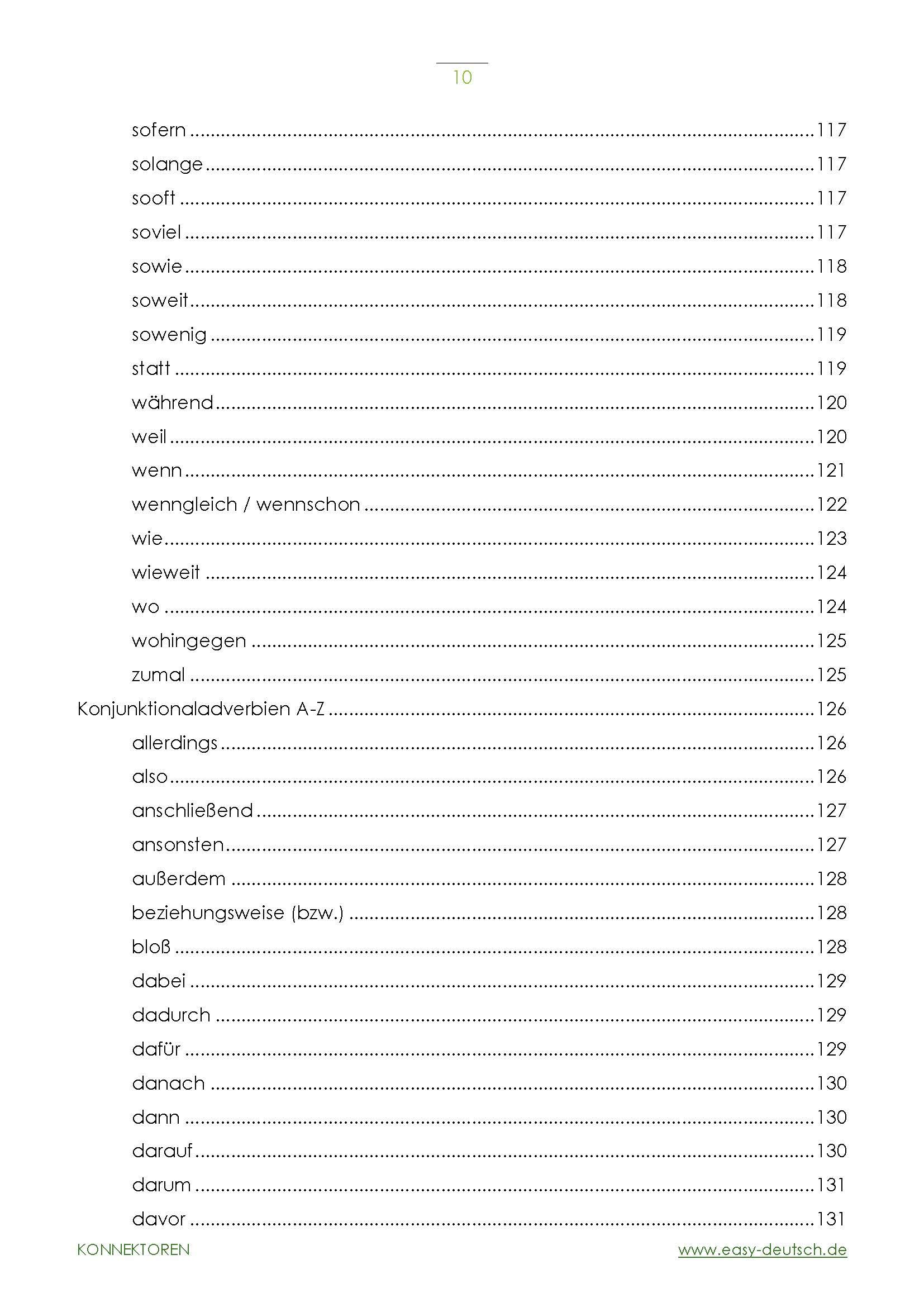 Deutsche Konnektoren - Konjunktionen, Subjunktionen, Konjunktionaladverbien