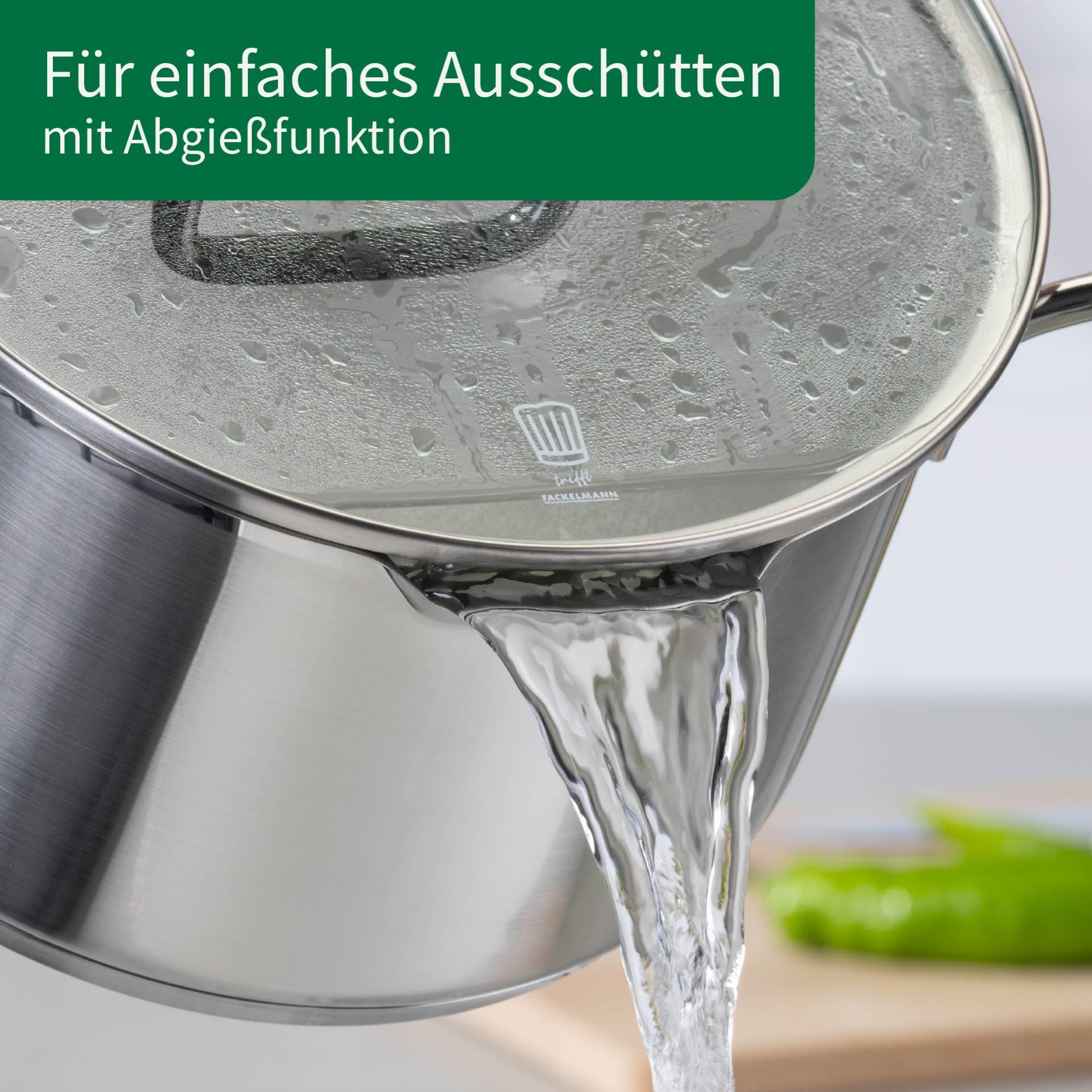 Chefkoch trifft Fackelmann Kochtopf-Set mit Glasdeckel Ø16, 20, 24cm – Aus Premium Edelstahl mit Aluminium-Kern, für alle Herdarten inkl. Induktion