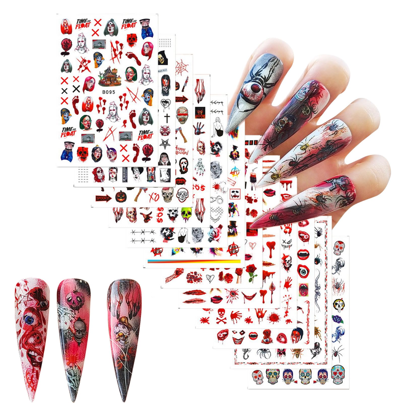 Amazon.co.jp: ネイルシール ハロウィン 12枚セット 頭蓋骨 クモ