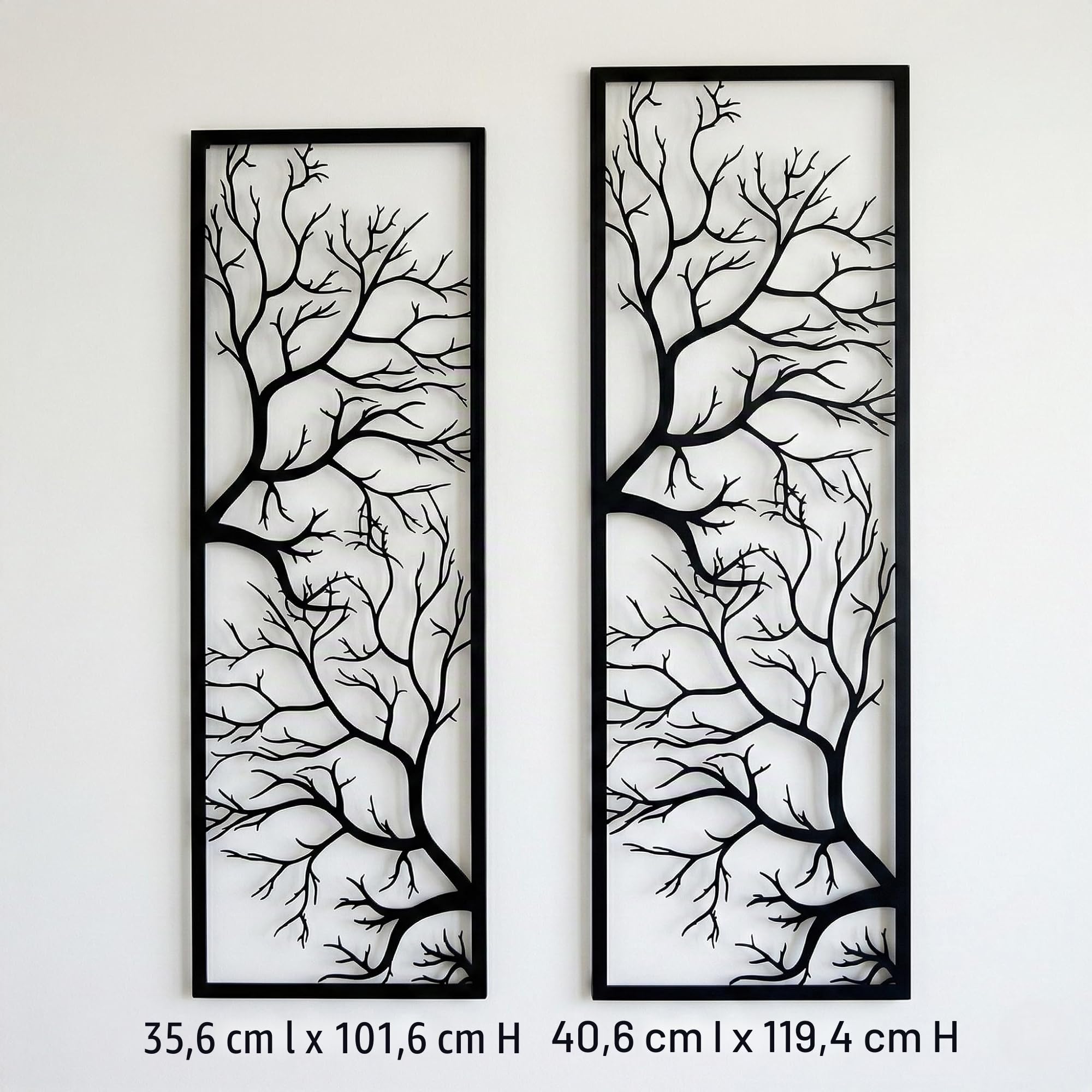 DEKADRON - Décoration murale en métal motif branches d’arbre Art déco 14"W x 40"H / 34x100 cm noir
