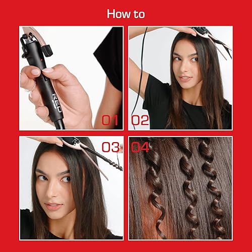 Miniatura 4 de Red by Kiss Rizador de lápiz de revestimiento de cerámica fina de 14 de pulgada, barril extra pequeño, varita rizadora delgada para cabello largo y