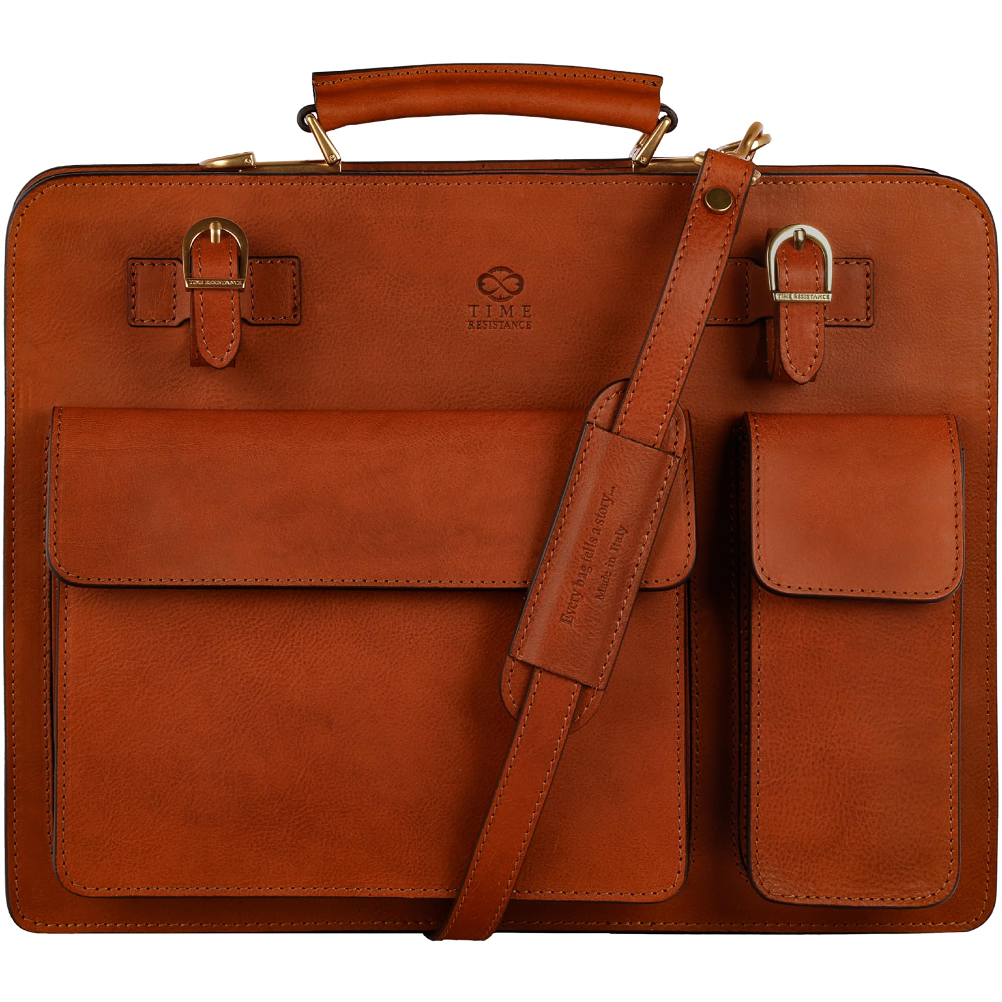 Leather Briefcase - Satchel Work Bag - Hand Dyed by Vegetable Tanning - Shoulder Strap - Unisex-image-12