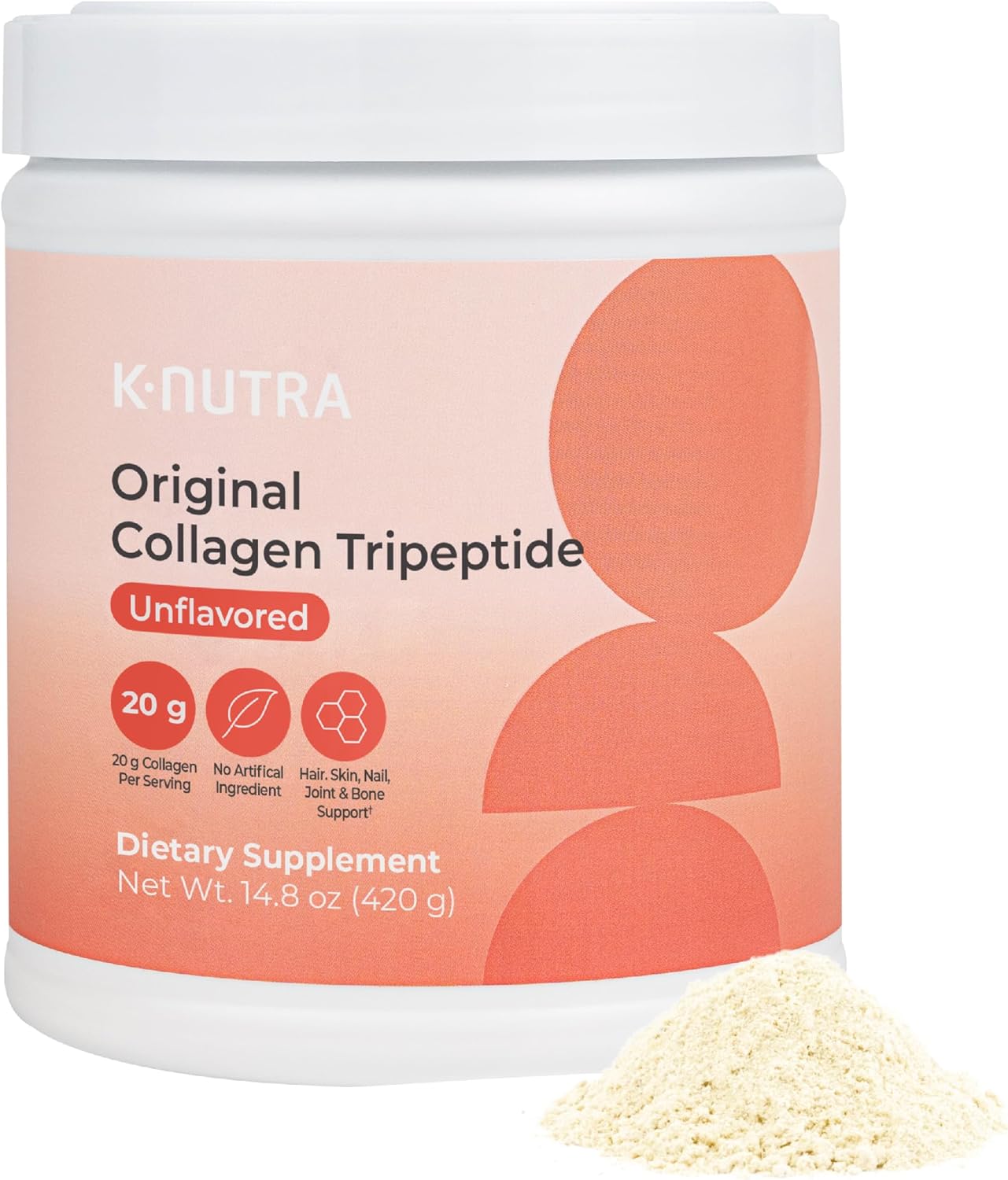 K-Nutra Original Collagen Tripeptide | 420g (14.8oz) | 100% Pure Freshwater Collagen Powder | 200X Absorption GPH | Helps Support Skin, Hair & Nail Health 14.8 Ounce (Pack of 1),Exp/2026/04/29